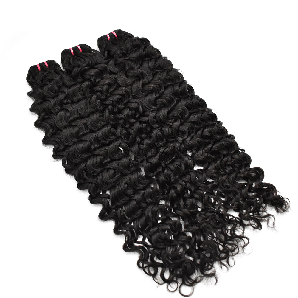 Raw Hair Water Wave Hair 3 Bundles With 5x5 Transparent Lace Closure High Quality Hair