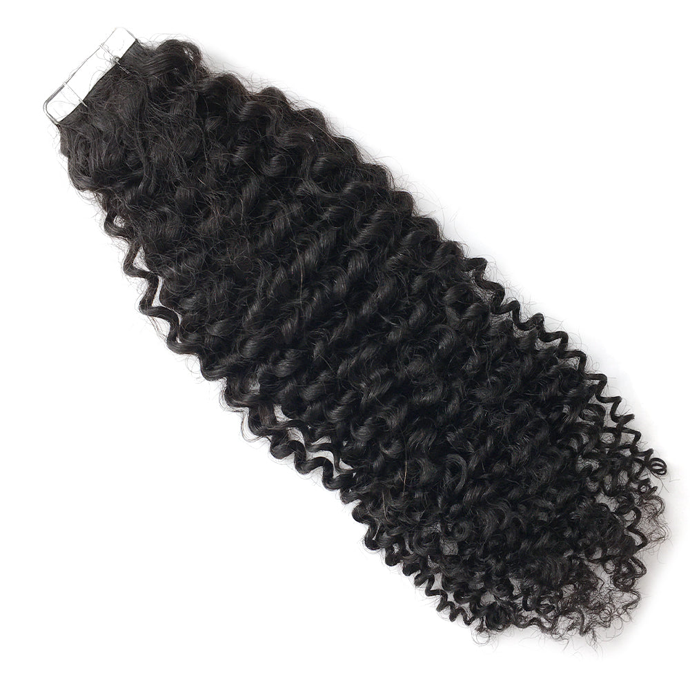 Kinky Curly Tape In Hair Extensions Virgin Human Hair 50g