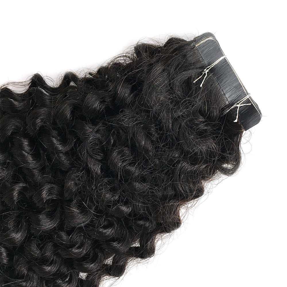 Kinky Curly Tape In Hair Extensions Virgin Human Hair 50g