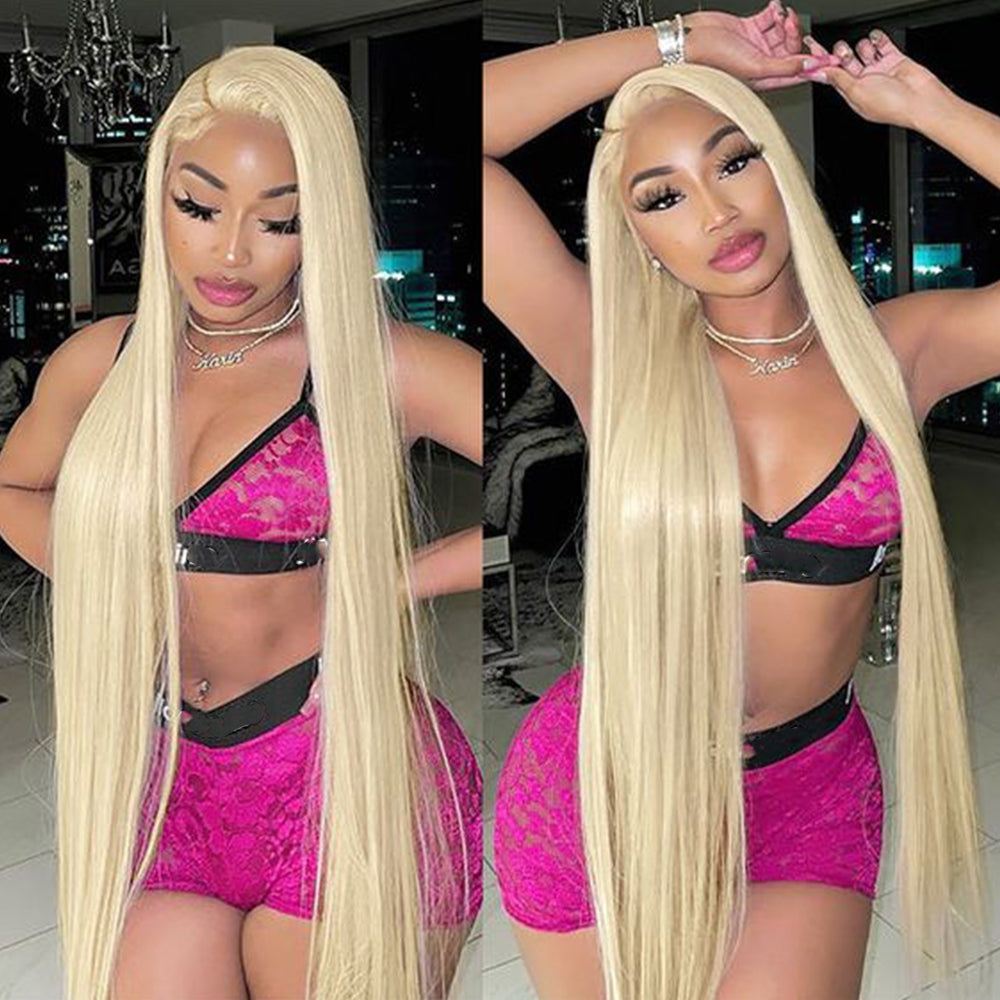 Blonde Straight 13×4 Transparent Lace Front Wigs Human Hair Wig 150%