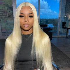 Blonde Straight 13×4 Transparent Lace Front Wigs Human Hair Wig 150%