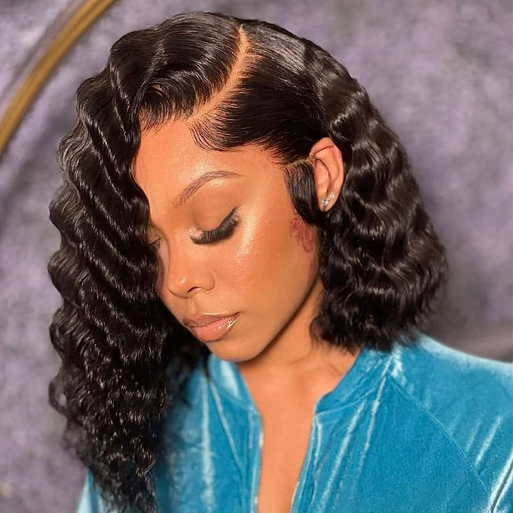 Deep Wave 4×4 Transparent Lace Bob Wigs Human Hair Wig