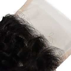 Raw Hair Curly Hair 3 Bundles With 4x4 Transparent Lace Closure