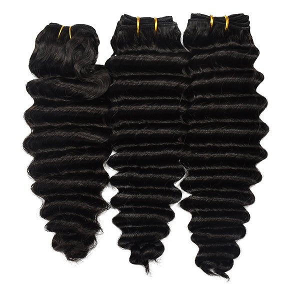 Deep Wave Hair 3 Bundles With 6x6 HD Lace Closure High Quality Virgin Hair