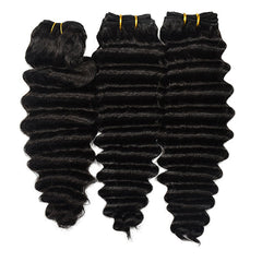 Deep Wave Hair 3 Bundles With 6x6 HD Lace Closure High Quality Virgin Hair