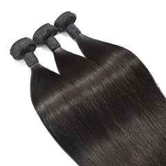 Straight Hair 3 Bundles With 4x4 HD Lace Closure High Quality Virgin Hair