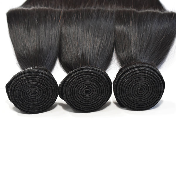 Straight Hair 3 Bundles With 5x5 HD Lace Closure High Quality Virgin Hair