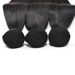 Straight Hair 3 Bundles With 4x4 HD Lace Closure High Quality Virgin Hair