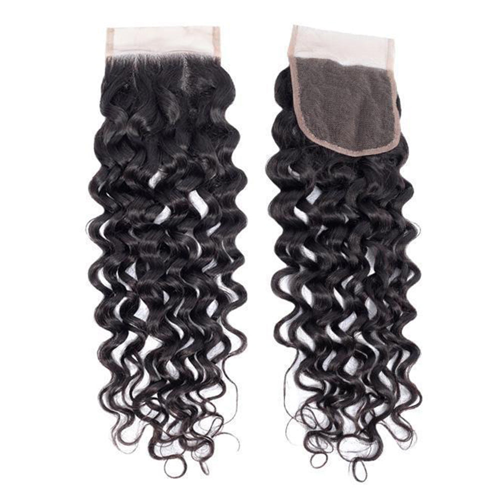 Water Wave Hair 3 Bundles With 4x4 HD Lace Closure High Quality Virgin Hair