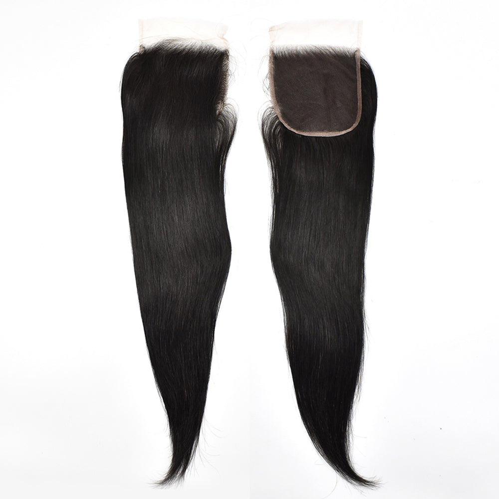Straight Hair 3 Bundles With 5x5 HD Lace Closure High Quality Virgin Hair