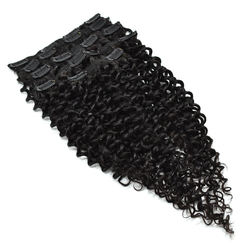 Curly Clip In Hair Extensions Virgin Human Hair 120g