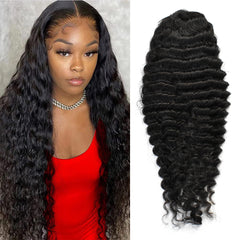 Deep Wave 13×4 Transparent Lace Front Wigs Human Hair Wig 150%