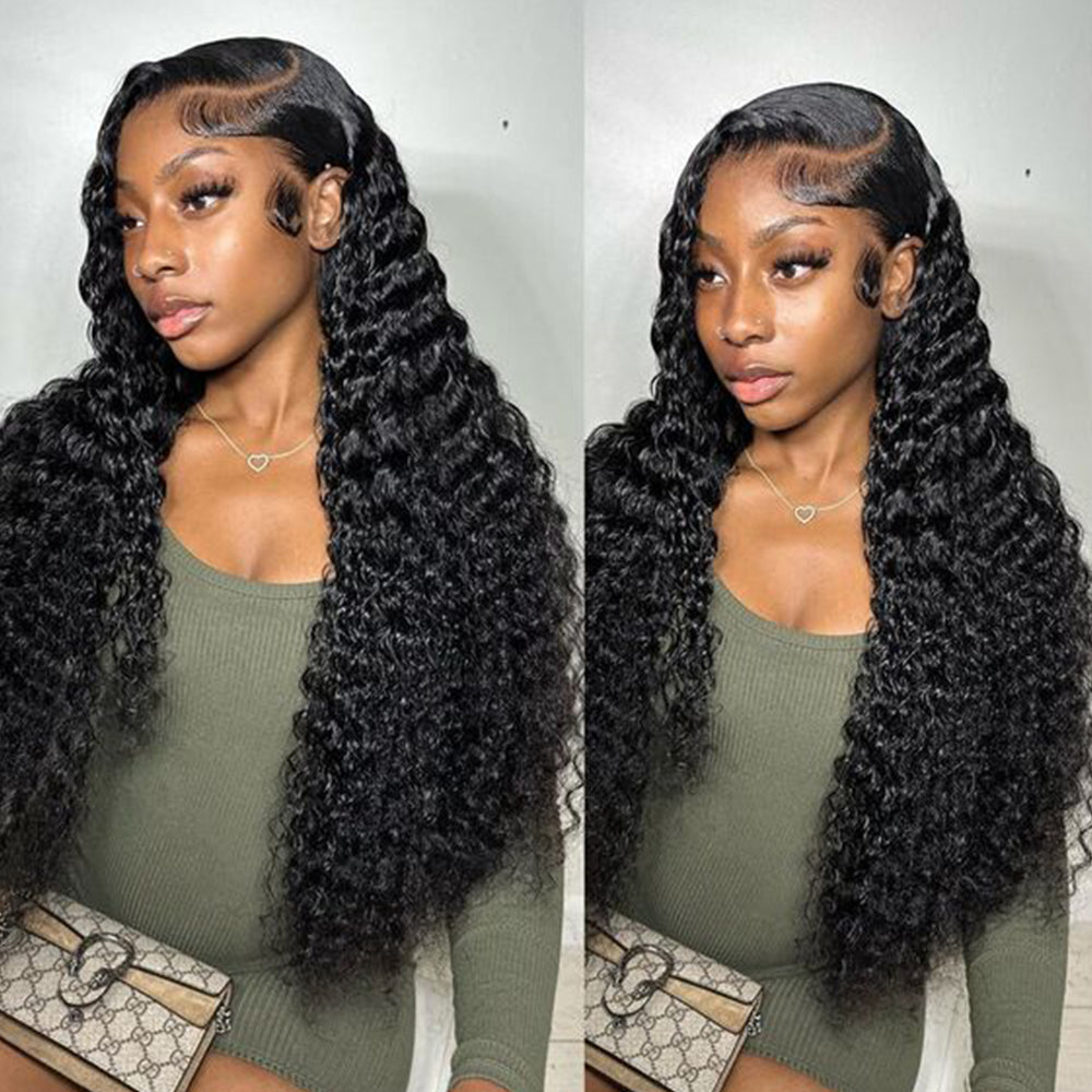 Deep Wave 13×4 Transparent Lace Front Wigs Human Hair Wig 150%