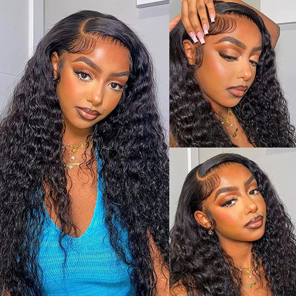 Deep Wave 13×4 Transparent Lace Front Wigs Human Hair Wig 150%