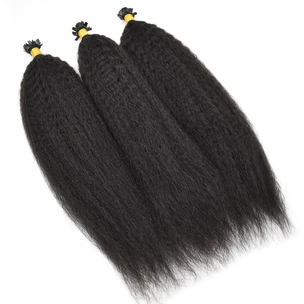Kinky Straight Flat Tip Hair Extensions Virgin Human Hair 50g