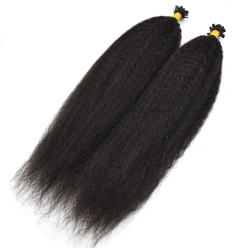 Kinky Straight Flat Tip Hair Extensions Virgin Human Hair 50g