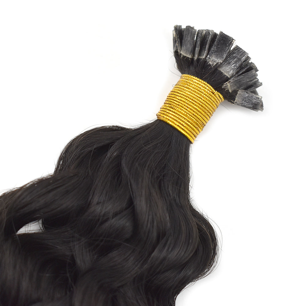 Curly Flat Tip Hair Extensions Virgin Human Hair 50g