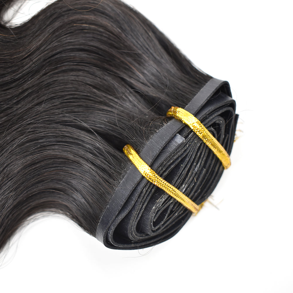 Body Wave Pu Seamless Clip In Hair Extensions Virgin Human Hair 150g