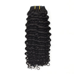 Curly Pu Seamless Clip In Hair Extensions Virgin Human Hair 150g