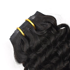 Curly Pu Seamless Clip In Hair Extensions Virgin Human Hair 150g