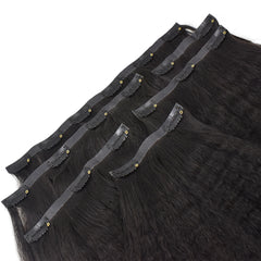 Kinky Straight Pu Seamless Clip In Hair Extensions Virgin Human Hair 150g