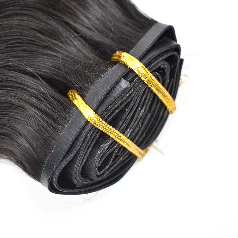 Straight Pu Seamless Clip In Hair Extensions Virgin Human Hair 150g