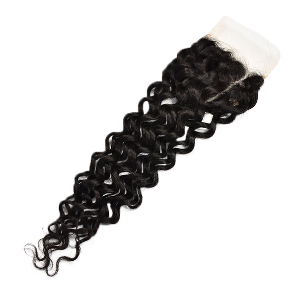 Water Wave Hair 3 Bundles With 4x4 Transparent Lace Closure High Quality Brazilian Virgin Hair