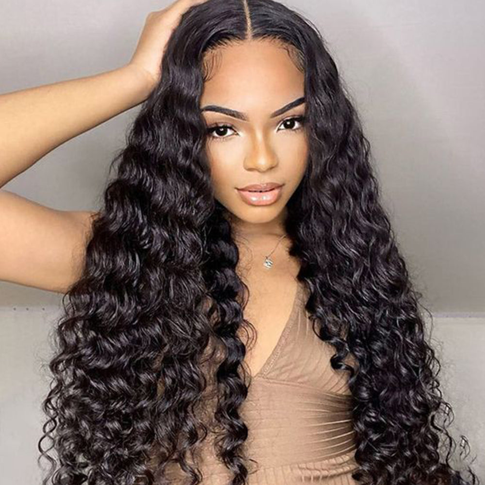 Water Wave 13×4 Transparent Lace Front Wigs Human Hair Wig 150%