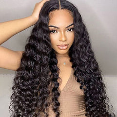 Water Wave 13×4 Transparent Lace Front Wigs Human Hair Wig 150%