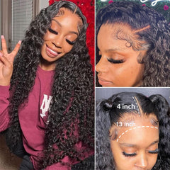 Water Wave 13×4 Transparent Lace Front Wigs Human Hair Wig 150%